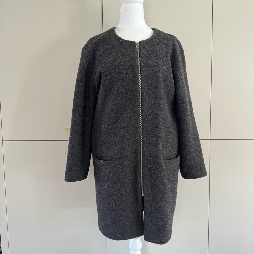 Cozy Charcoal Gray Women's Boiled Wool Coat